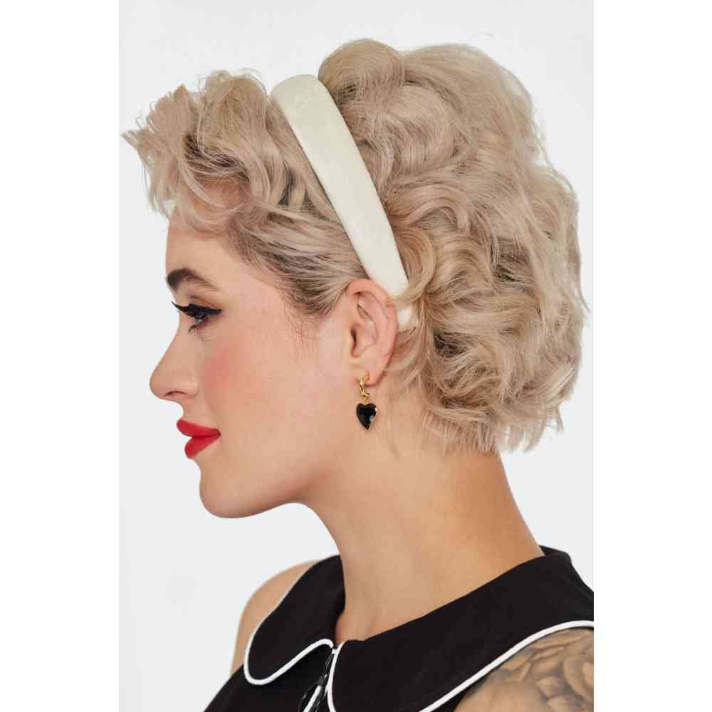 Voodoo Vixen - Flower Pattern White Jacquard Haarband - Wit